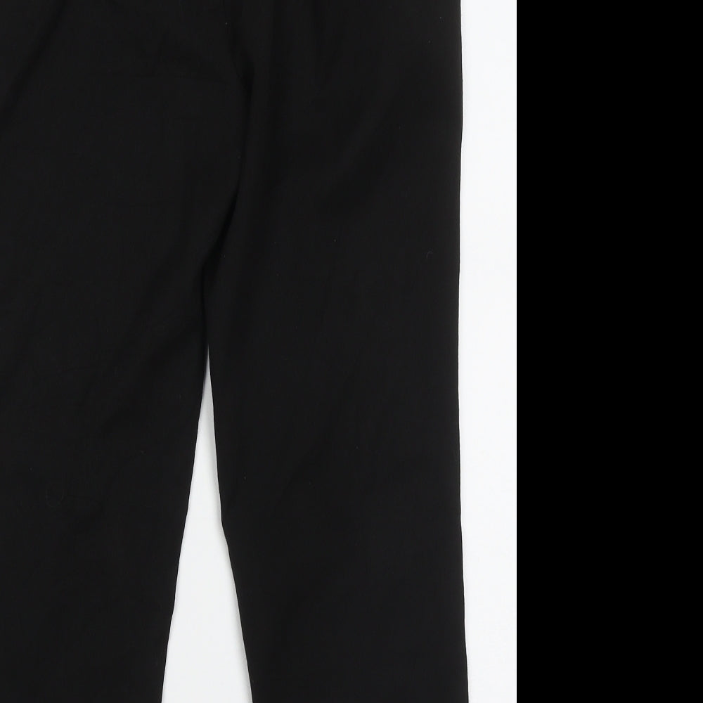 Preworn Womens Black Striped Polyester Cropped Trousers Size 10 L24 in Regular
