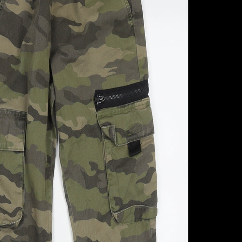 New Look Girls Green Camouflage Cotton Cargo Trousers Size 12 Years  Regular Button