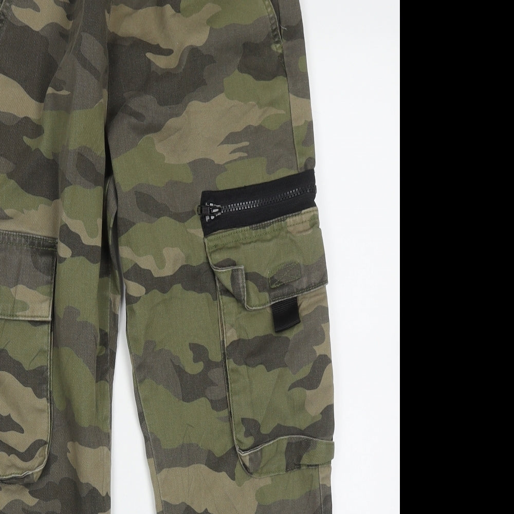 New Look Girls Green Camouflage Cotton Cargo Trousers Size 12 Years  Regular Button