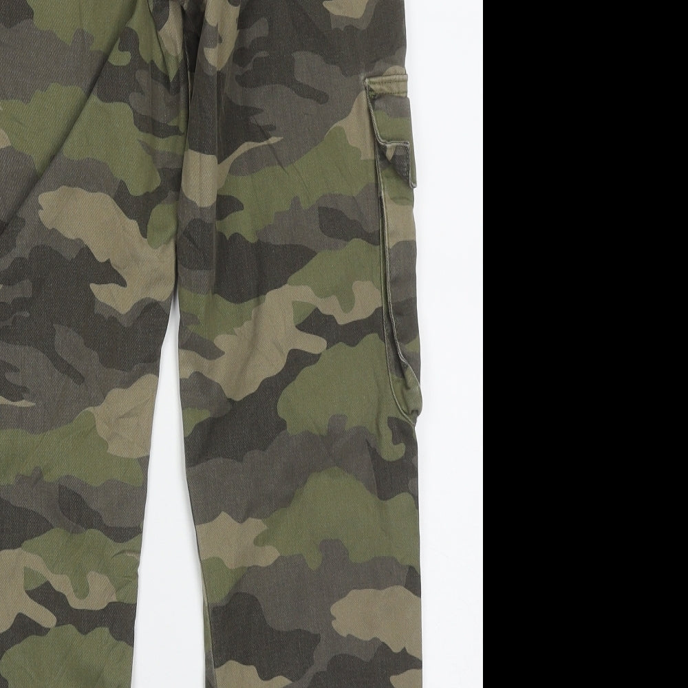 New Look Girls Green Camouflage Cotton Cargo Trousers Size 12 Years  Regular Button