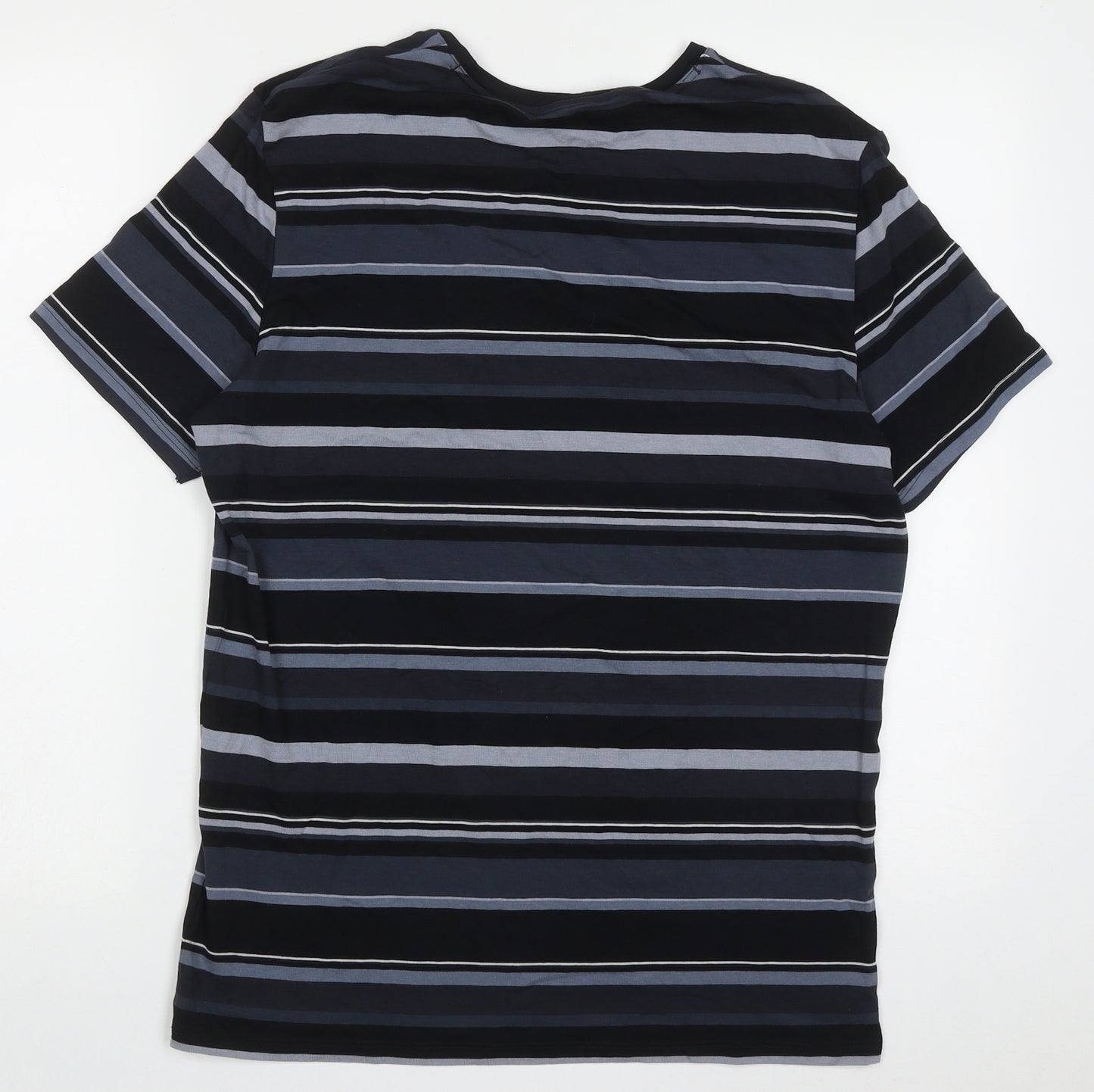 Autograph Mens Multicoloured Striped Cotton  T-Shirt Size L Crew Neck