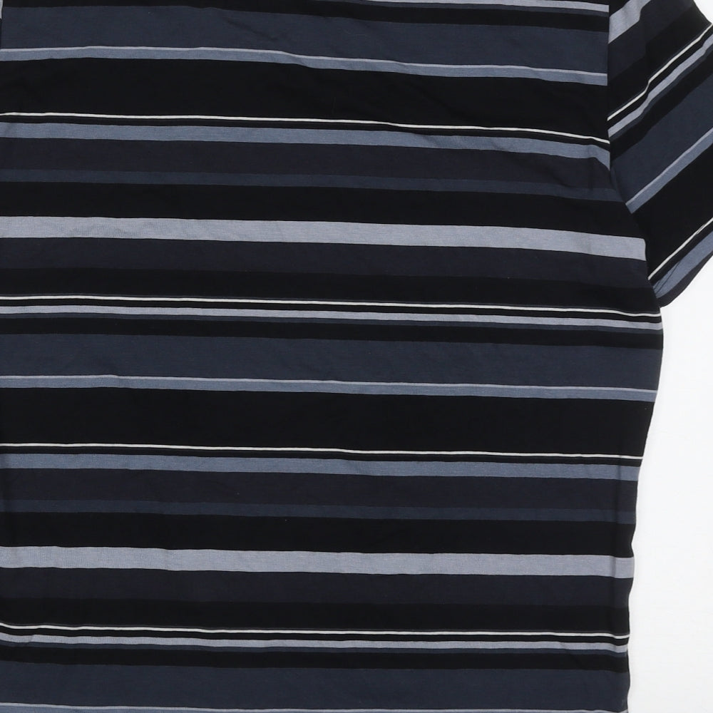 Autograph Mens Multicoloured Striped Cotton  T-Shirt Size L Crew Neck