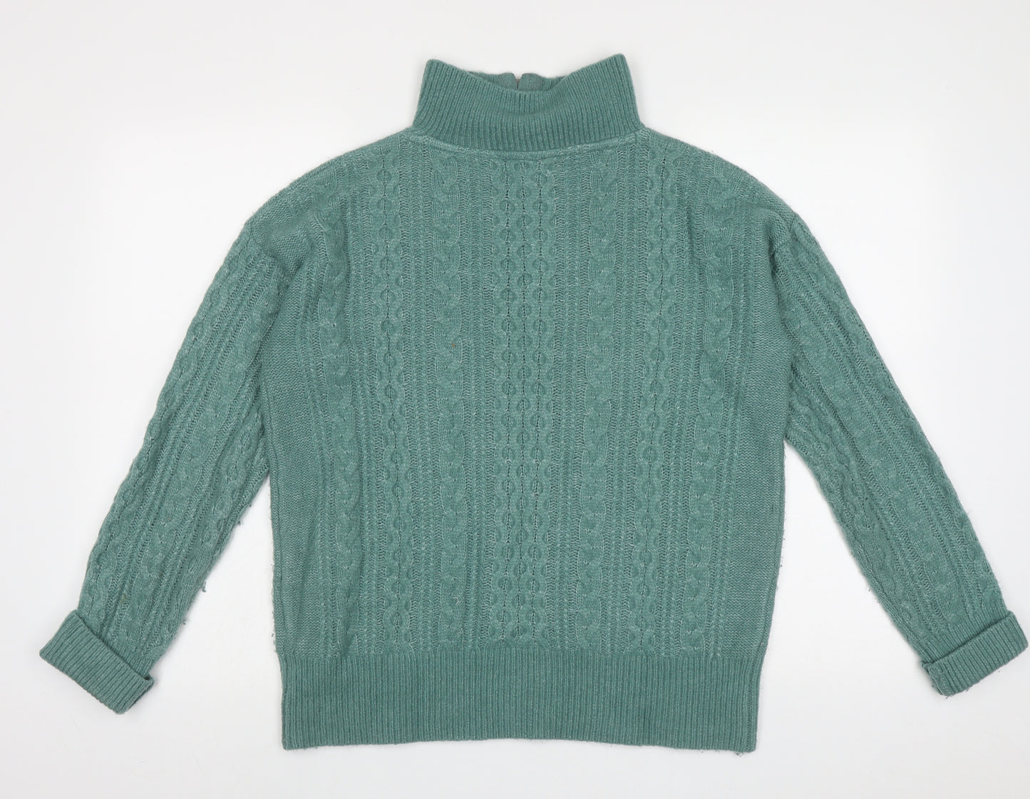 fatface Womens Green High Neck Geometric Nylon Pullover Jumper Size 12