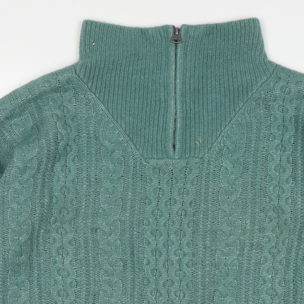 fatface Womens Green High Neck Geometric Nylon Pullover Jumper Size 12