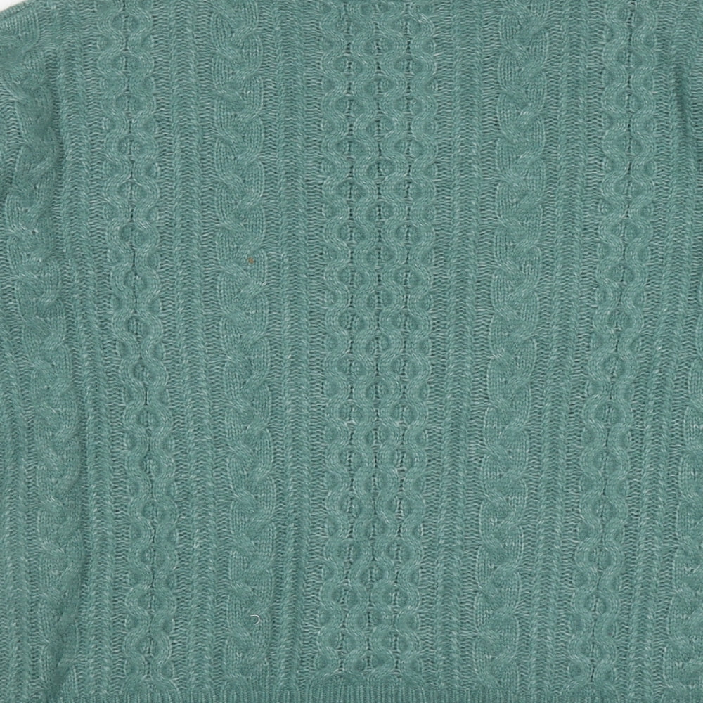 fatface Womens Green High Neck Geometric Nylon Pullover Jumper Size 12
