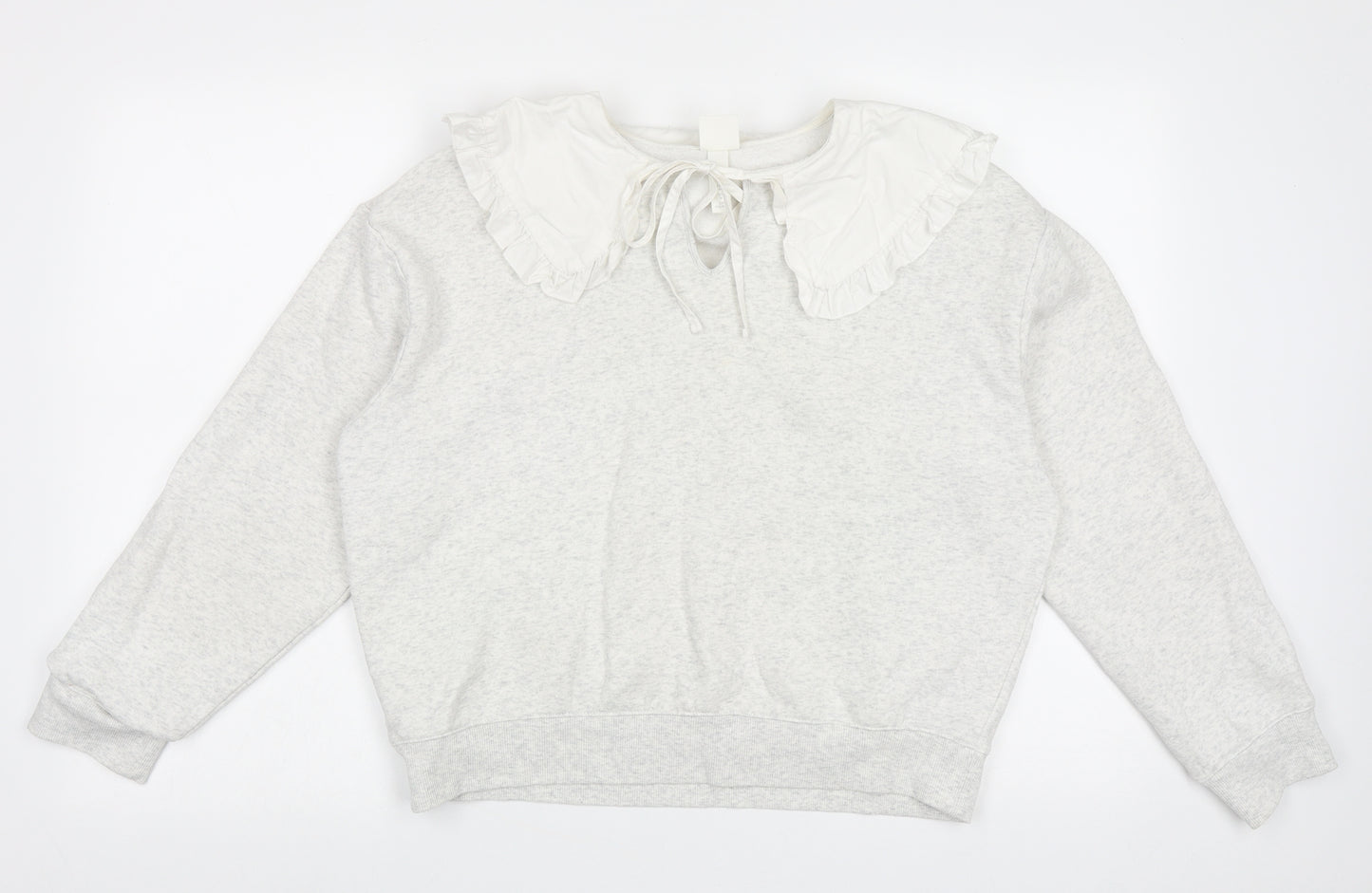 H&M Womens Grey  Cotton Pullover Sweatshirt Size M  Tie