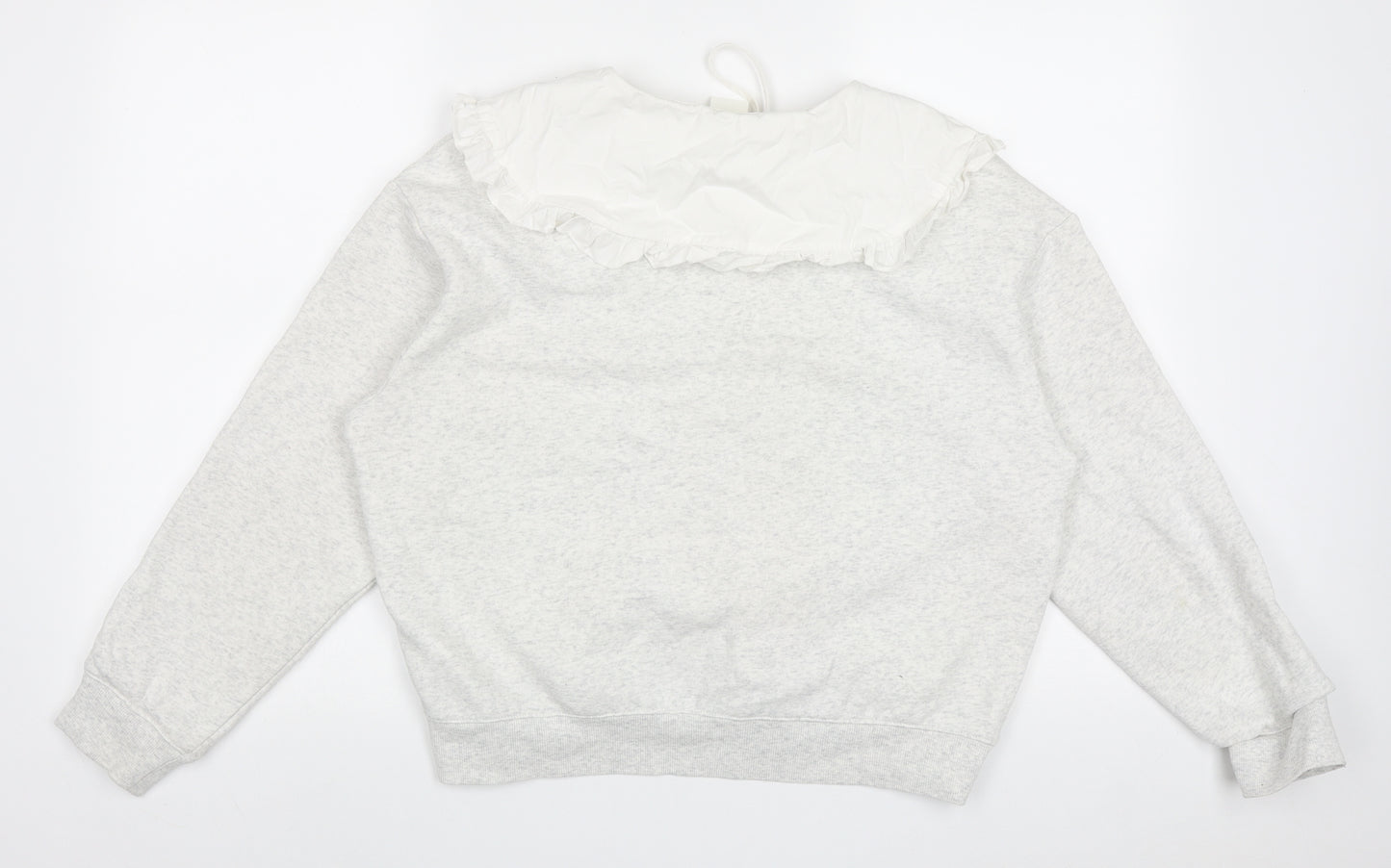 H&M Womens Grey  Cotton Pullover Sweatshirt Size M  Tie
