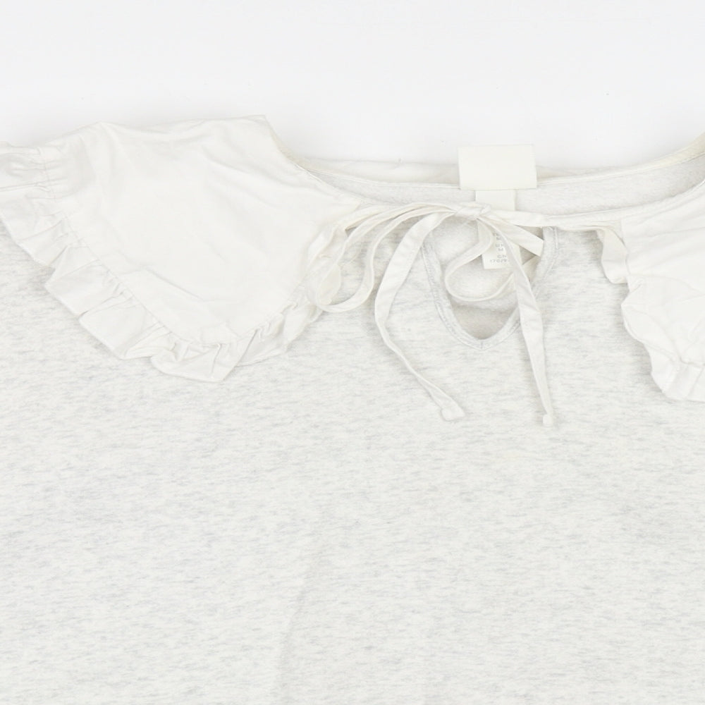 H&M Womens Grey  Cotton Pullover Sweatshirt Size M  Tie
