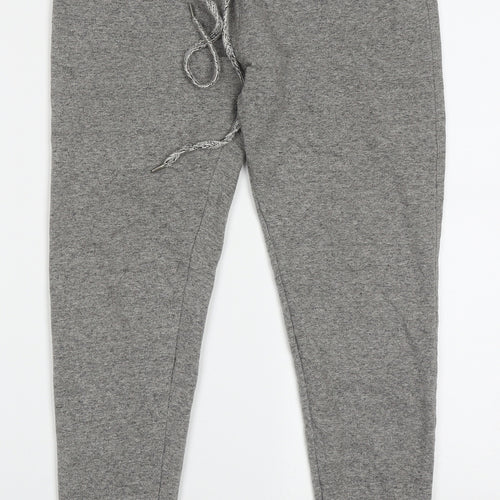 LEFTIES Womens Grey  Cotton Cropped Trousers Size L L25 in Regular Tie