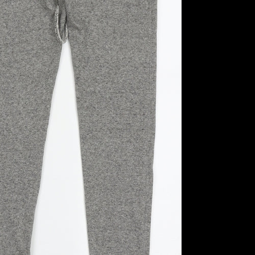 LEFTIES Womens Grey  Cotton Cropped Trousers Size L L25 in Regular Tie