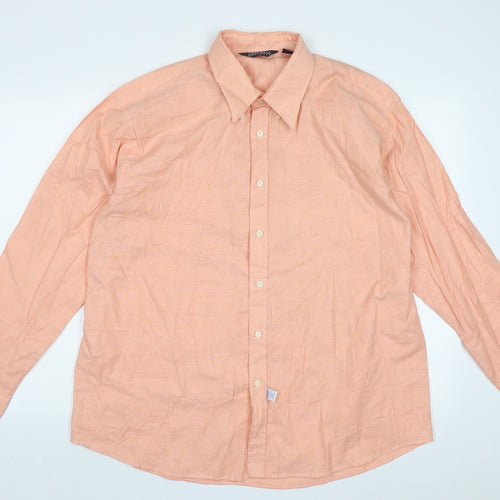 Cardelli Mens Orange  Polyester  Button-Up Size XL Collared Button