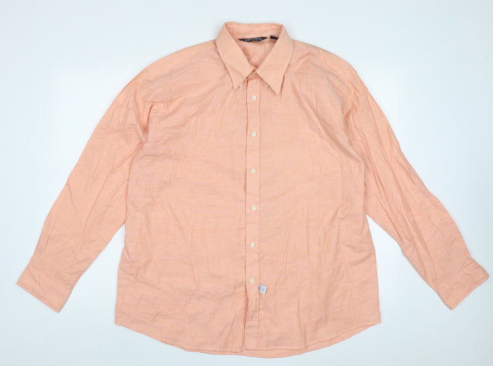 Cardelli Mens Orange  Polyester  Button-Up Size XL Collared Button