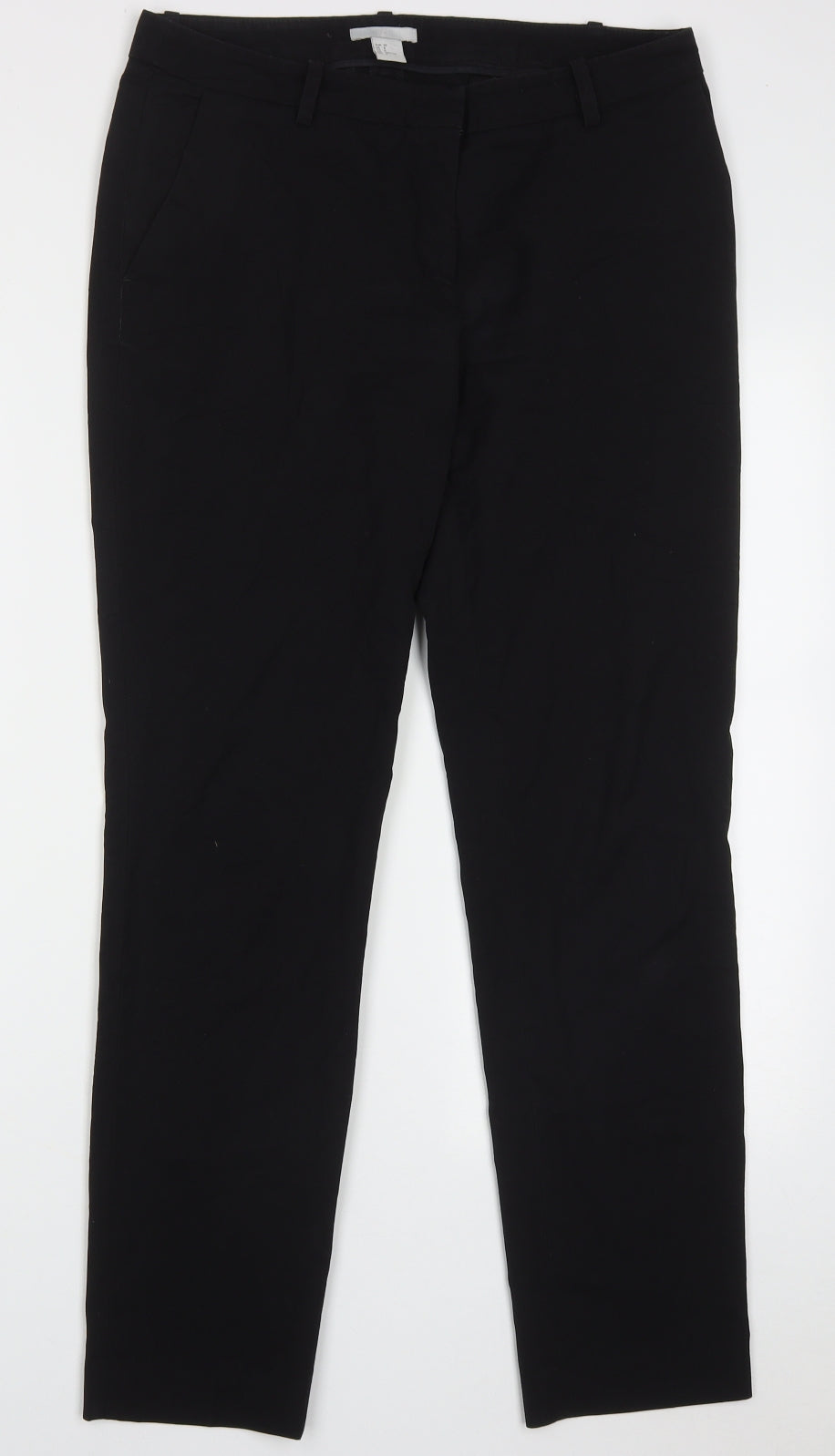 H&M Womens Black  Polyester Trousers  Size 10 L30 in Regular Hook & Eye