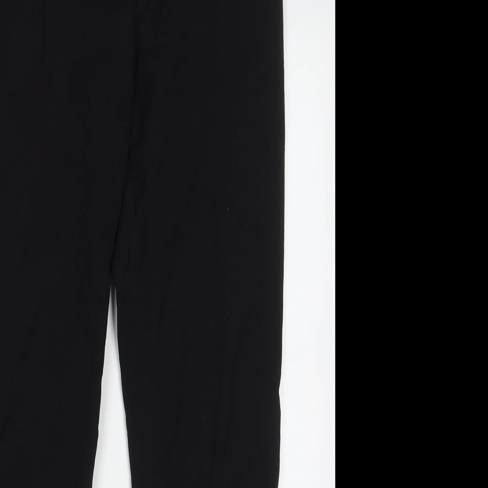 H&M Womens Black  Polyester Trousers  Size 10 L30 in Regular Hook & Eye