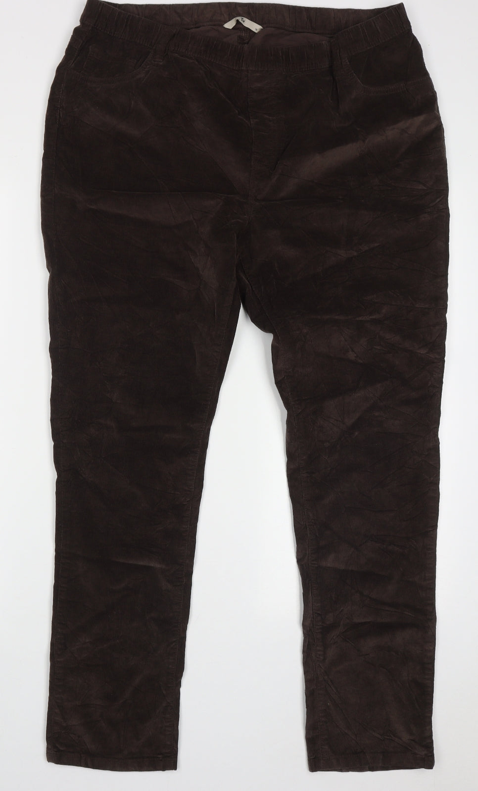 sainsburys Womens Brown  Cotton Trousers  Size 18 L30 in Regular