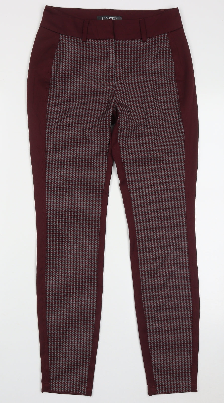 Marks and Spencer Womens Purple Geometric Polyester Trousers  Size 6 L28 in Regular Hook & Eye