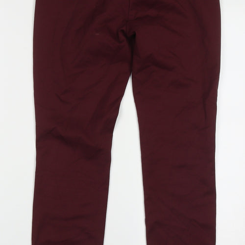 Marks and Spencer Womens Purple Geometric Polyester Trousers  Size 6 L28 in Regular Hook & Eye