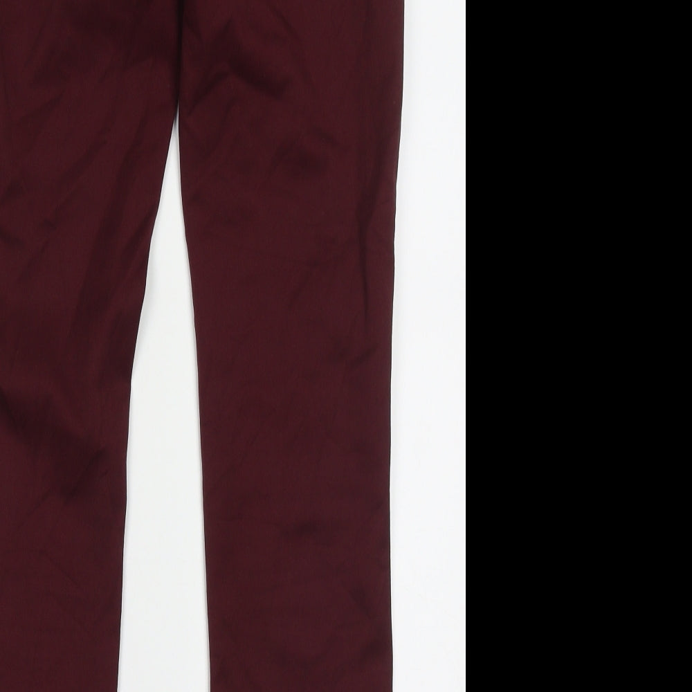 Marks and Spencer Womens Purple Geometric Polyester Trousers  Size 6 L28 in Regular Hook & Eye