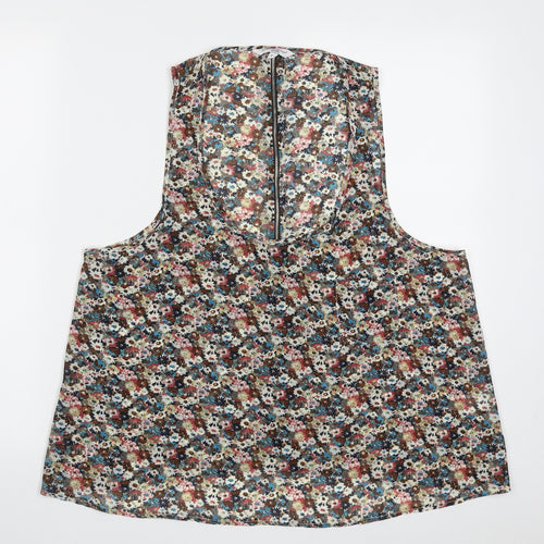 New Look Womens Multicoloured Floral Polyester Basic Tank Size M Scoop Neck
