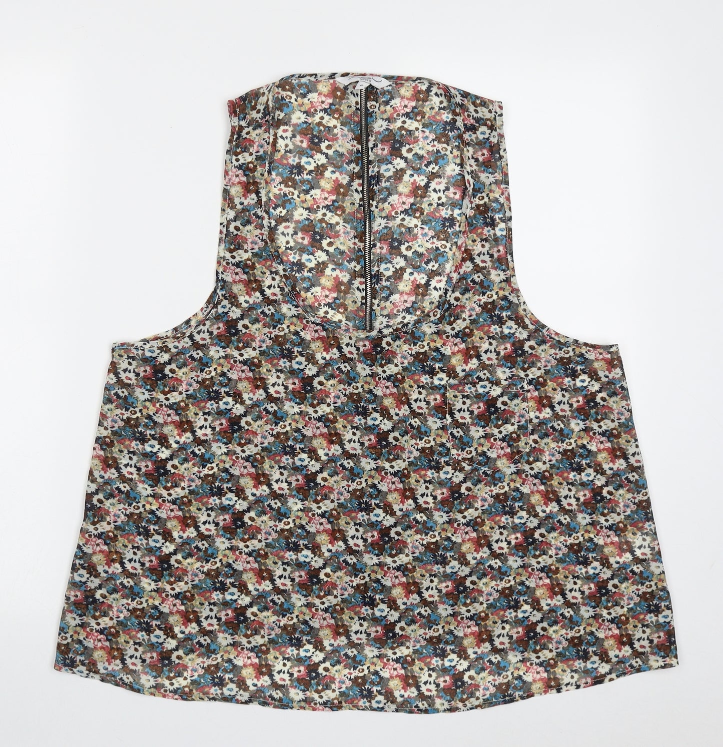 New Look Womens Multicoloured Floral Polyester Basic Tank Size M Scoop Neck