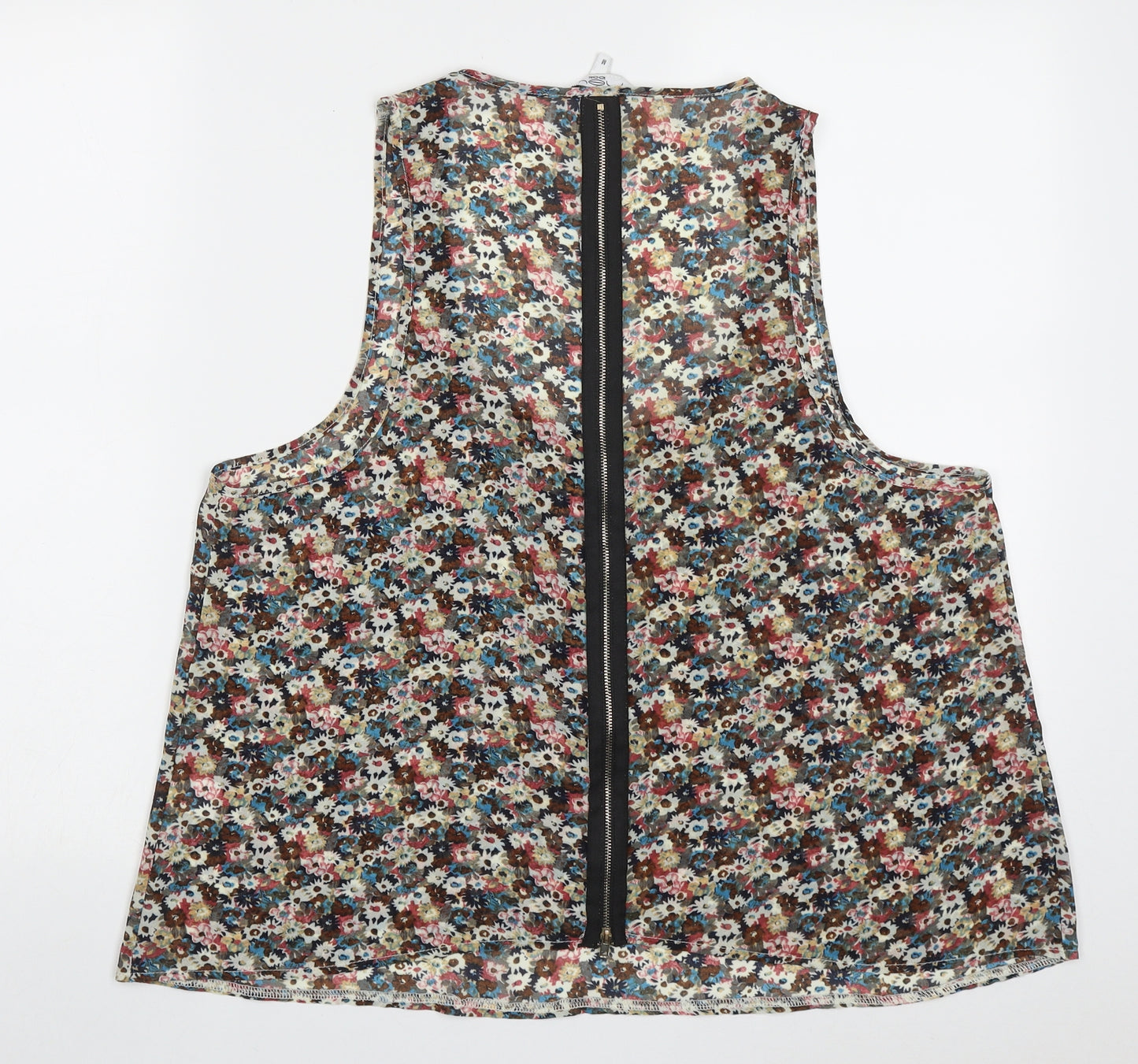 New Look Womens Multicoloured Floral Polyester Basic Tank Size M Scoop Neck