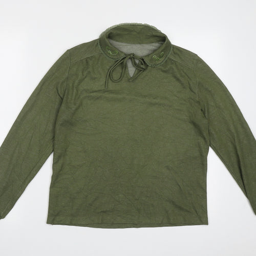 St.Micheal Womens Green Collared  Acrylic Pullover Jumper Size 12