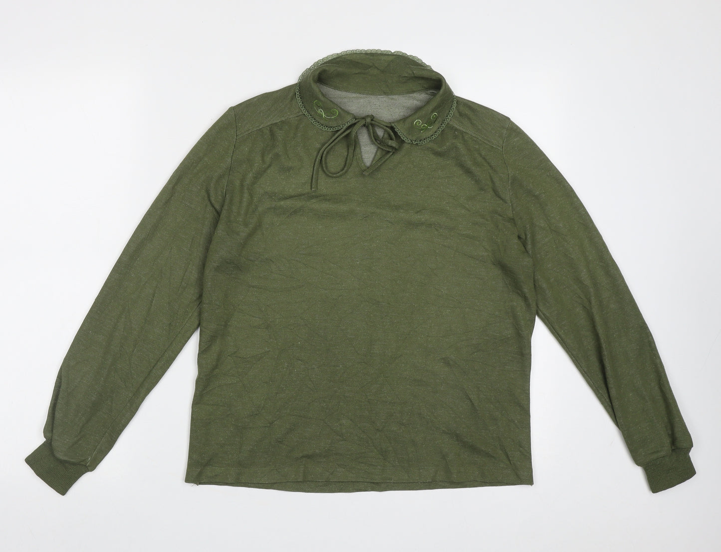 St.Micheal Womens Green Collared  Acrylic Pullover Jumper Size 12