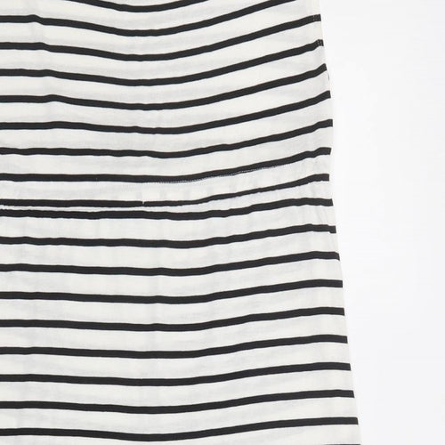 H&M Womens White Striped Viscose A-Line  Size M  Crew Neck Drawstring