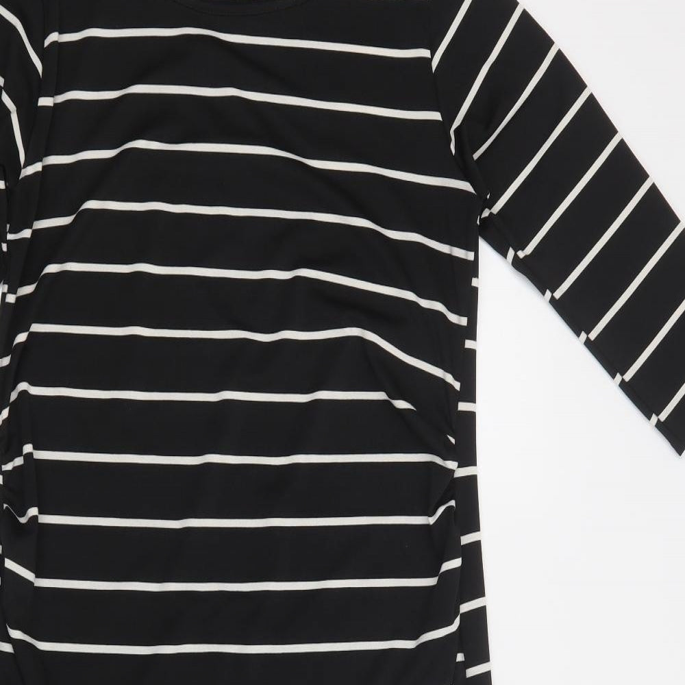Boohoo Womens Black Striped Polyester Bodycon  Size 16  Crew Neck