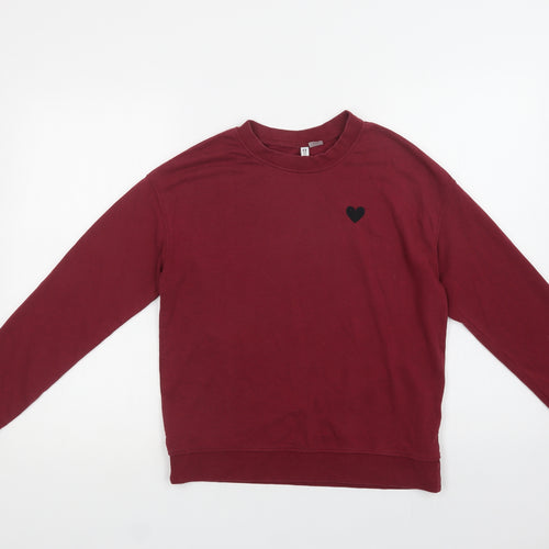 H&M Womens Purple  Cotton Pullover Sweatshirt Size S   - Heart