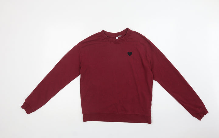 H&M Womens Purple Cotton Pullover Sweatshirt Size S - Heart