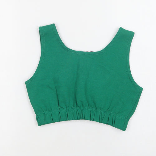 Stylewise Womens Green  Cotton Cropped Tank Size XS Scoop Neck