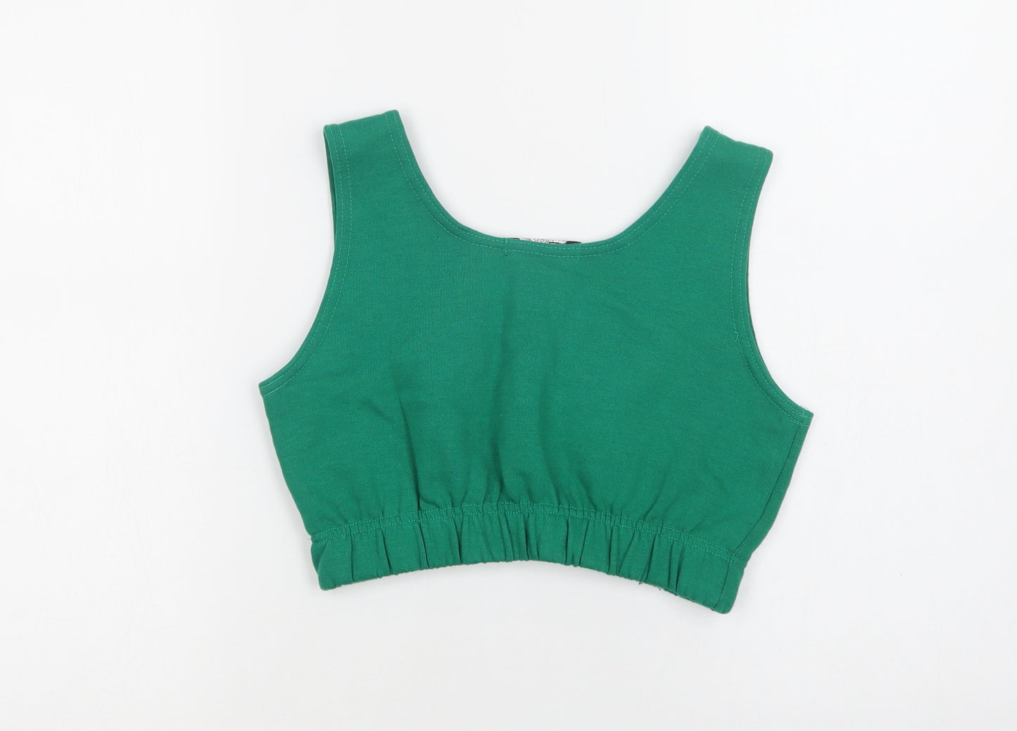 Stylewise Womens Green  Cotton Cropped Tank Size XS Scoop Neck