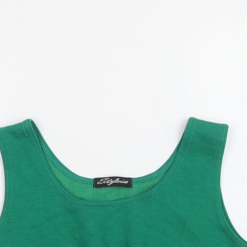Stylewise Womens Green  Cotton Cropped Tank Size XS Scoop Neck