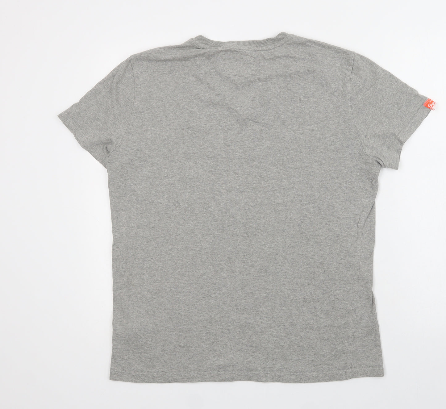Superdry Mens Grey  Cotton  T-Shirt Size L V-Neck