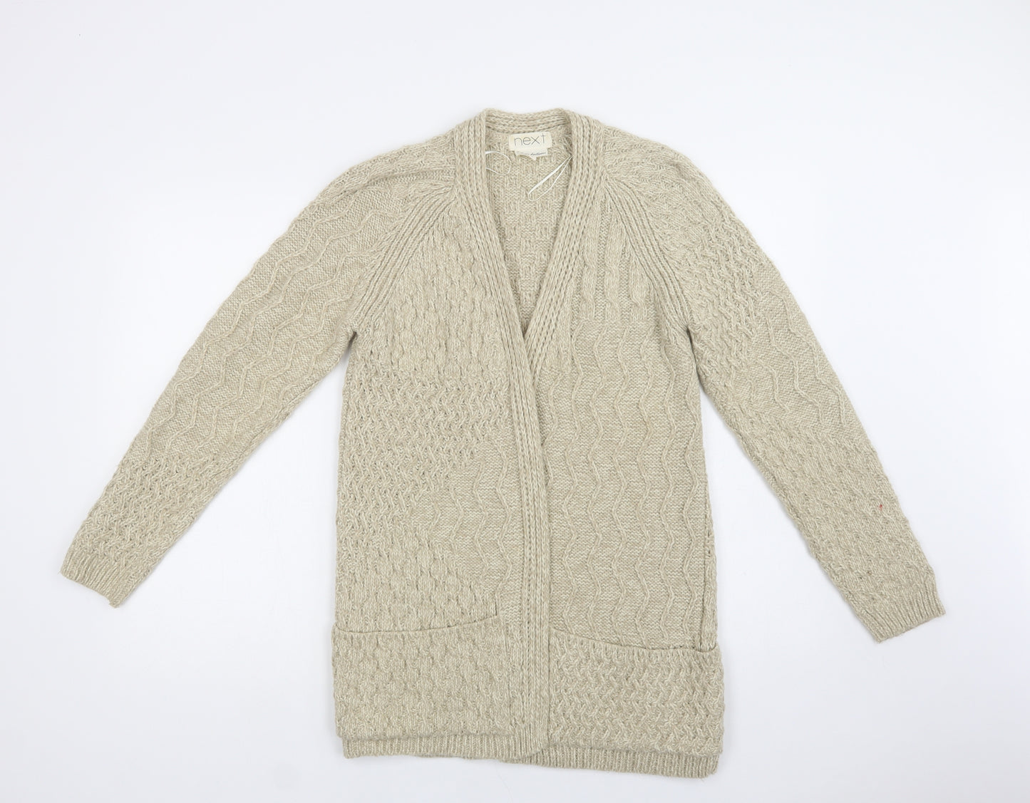 NEXT Womens Beige V-Neck  Acrylic Cardigan Jumper Size 6