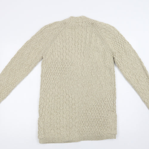 NEXT Womens Beige V-Neck  Acrylic Cardigan Jumper Size 6