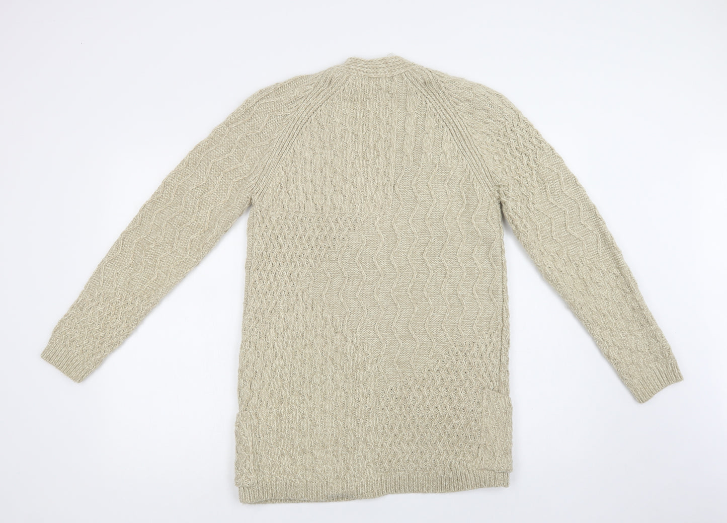 NEXT Womens Beige V-Neck  Acrylic Cardigan Jumper Size 6
