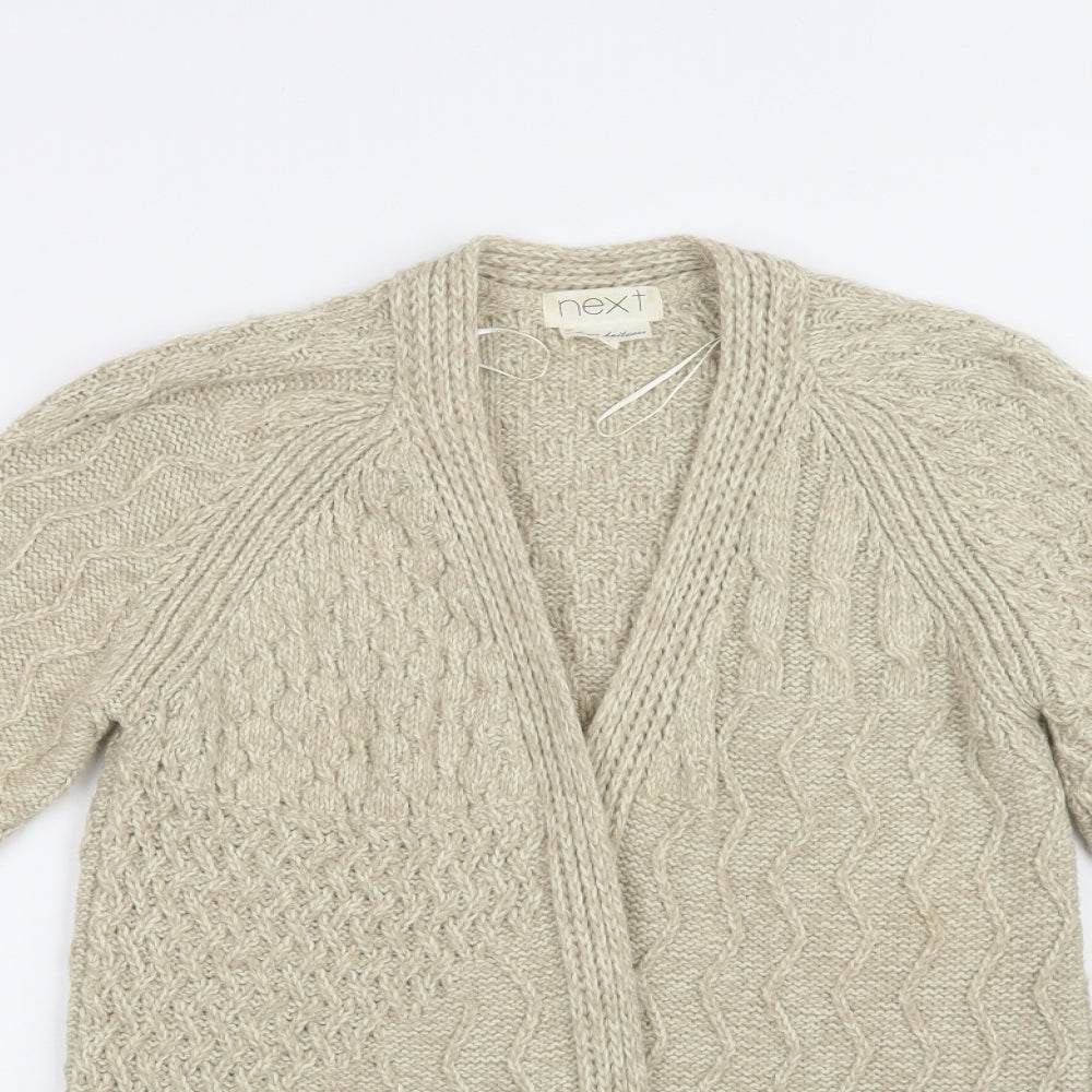 NEXT Womens Beige V-Neck  Acrylic Cardigan Jumper Size 6