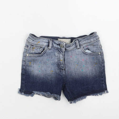 NEXT Girls Blue Polka Dot Cotton Cut-Off Shorts Size 7 Years  Regular Buckle