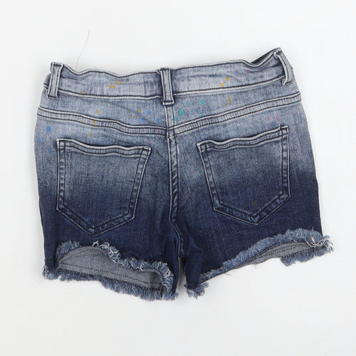 NEXT Girls Blue Polka Dot Cotton Cut-Off Shorts Size 7 Years  Regular Buckle