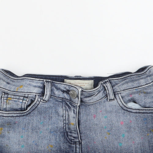 NEXT Girls Blue Polka Dot Cotton Cut-Off Shorts Size 7 Years  Regular Buckle