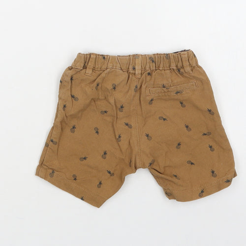 H&M Baby Brown Geometric Cotton Cropped Trousers Size 9-12 Months  Button - Pineapple Print
