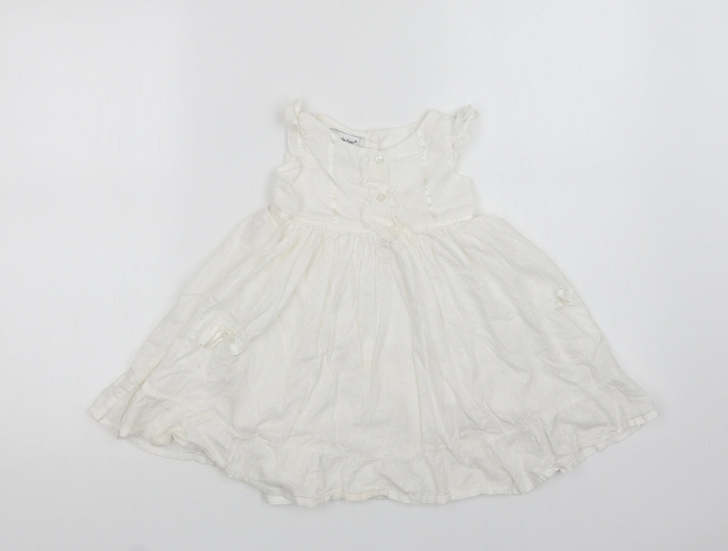 Early Days Baby White  Cotton A-Line  Size 9-12 Months  Round Neck Button