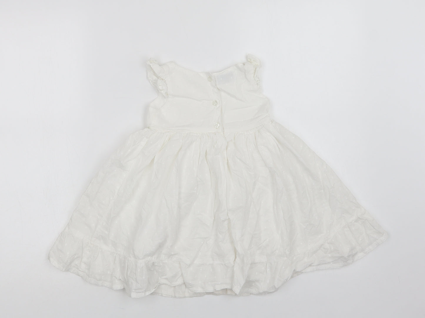 Early Days Baby White  Cotton A-Line  Size 9-12 Months  Round Neck Button