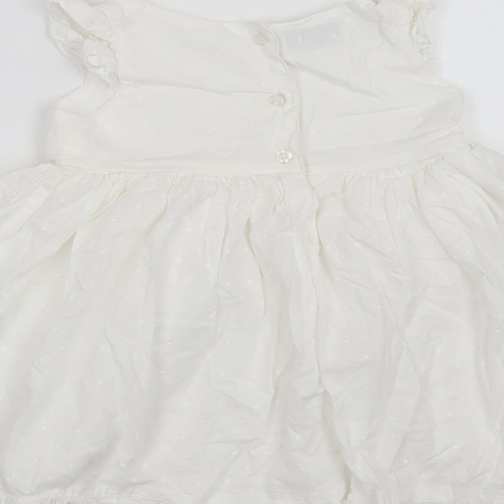 Early Days Baby White  Cotton A-Line  Size 9-12 Months  Round Neck Button