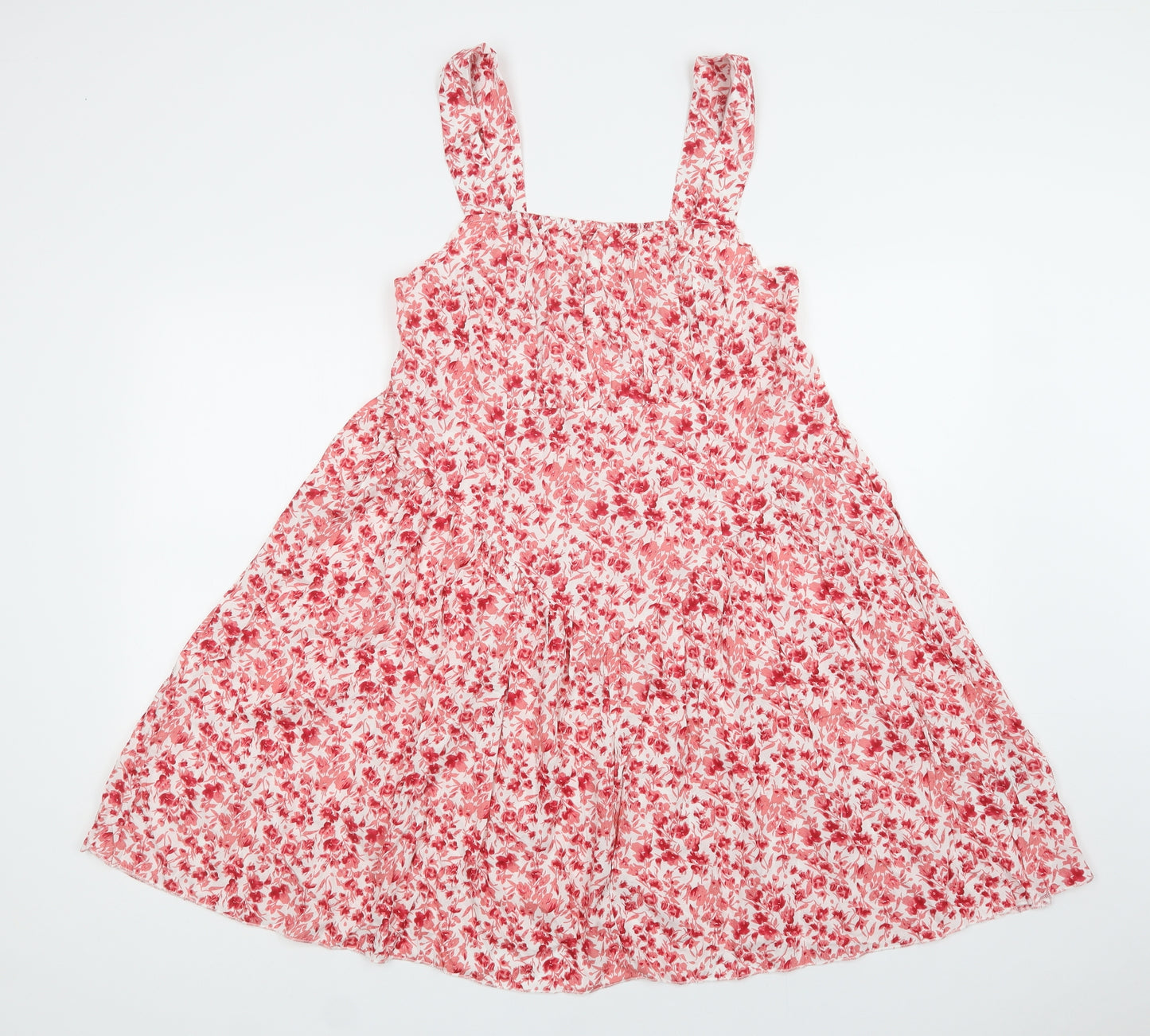 SheIn Womens Pink Floral Polyester A-Line  Size L  Square Neck Zip