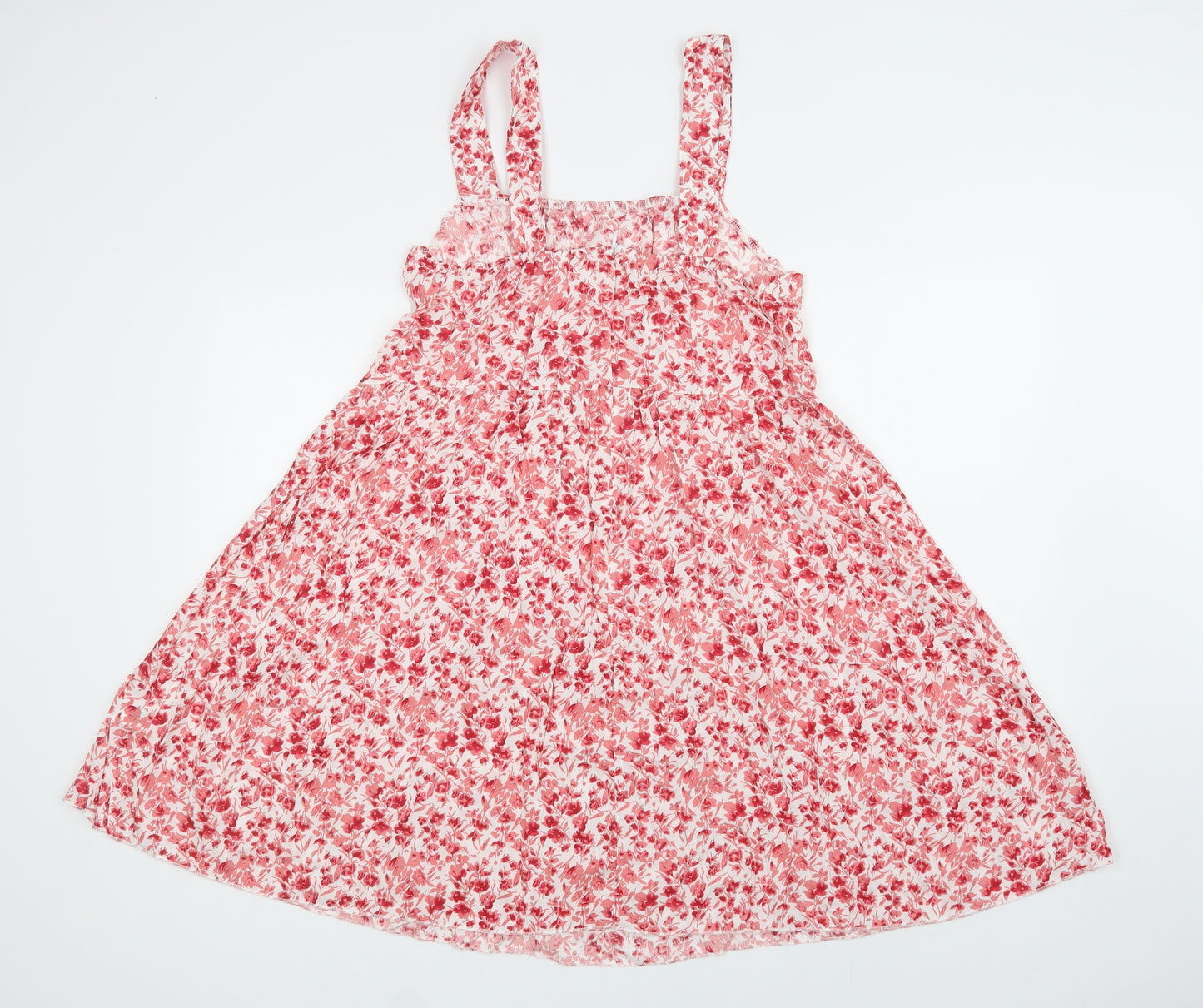 SheIn Womens Pink Floral Polyester A-Line  Size L  Square Neck Zip