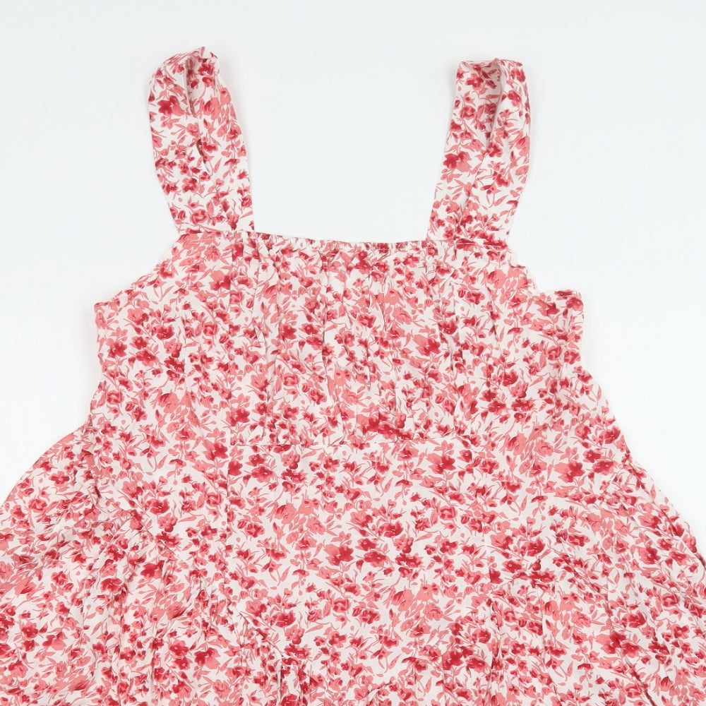SheIn Womens Pink Floral Polyester A-Line  Size L  Square Neck Zip