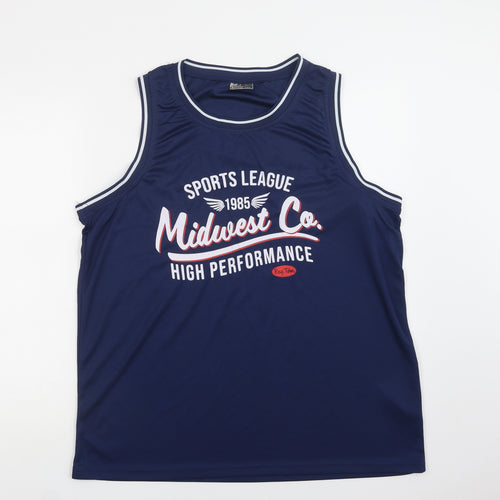 Alphar One Mens Blue  Polyester Jersey Tank Size 2XL Crew Neck